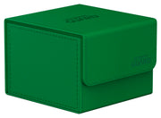 Ultimate Guard Sidewinder 133+ Monocolor - Green - Green rectangular deck box with hinged lid and subtle embossed logo on smooth matte surface.