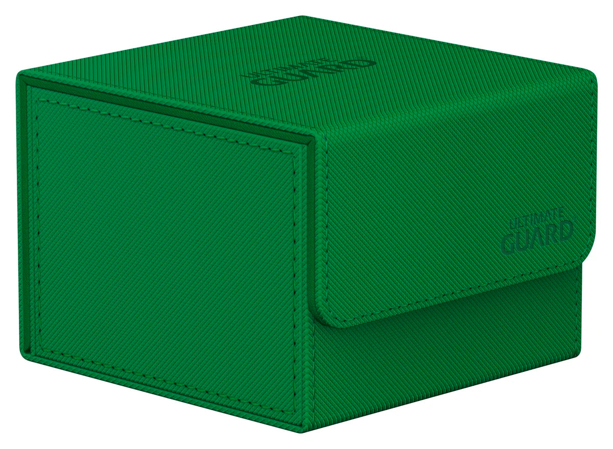 Ultimate Guard Sidewinder 133+ Monocolor - Green - Green rectangular deck box with hinged lid and subtle embossed logo on smooth matte surface.