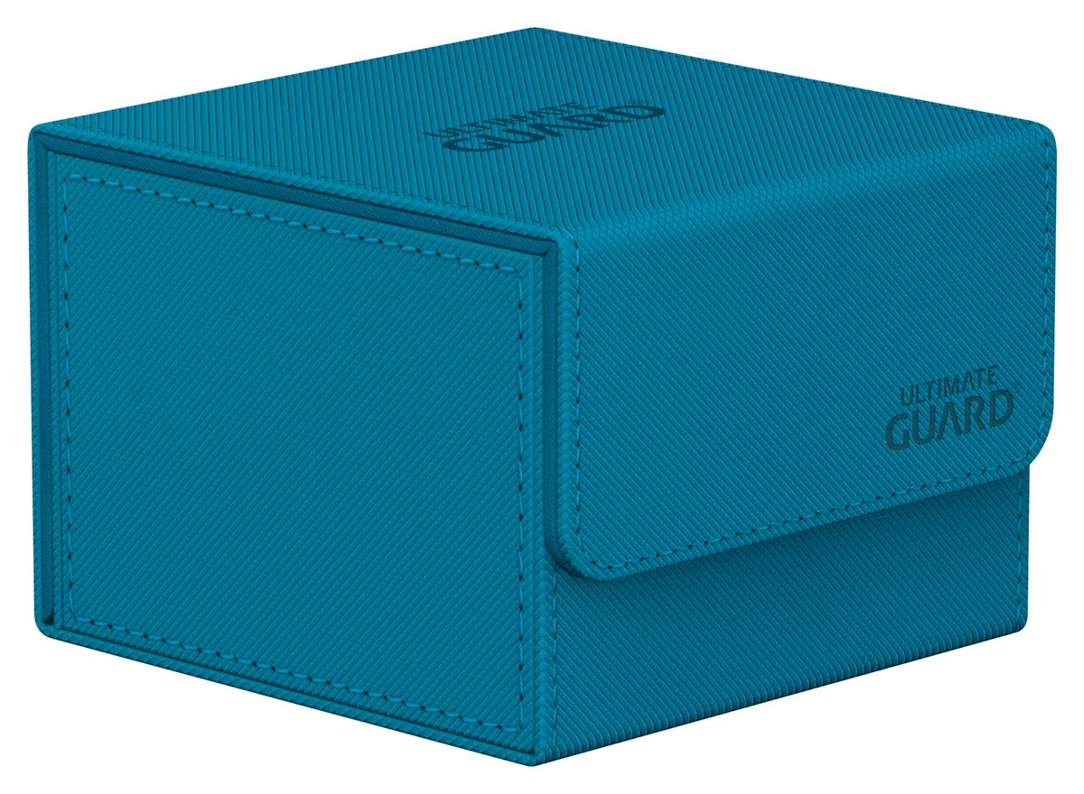 Ultimate Guard Sidewinder 133+ Monocolor - Petrol - Petrol blue rectangular deck box with smooth finish and flap lid embossed with Ultimate Guard logo.