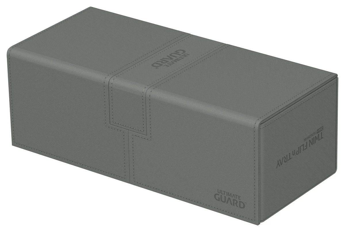 Ultimate Guard Twin Flip'n'Tray 266+ Monocolor - Grey - Grey rectangular plastic deck box with a flip tray design and subtle embossed branding.