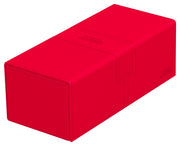 Ultimate Guard Twin Flip'n'Tray 266+ Monocolor - Red - Bright red rectangular deck box with smooth finish and flip-top lid.
