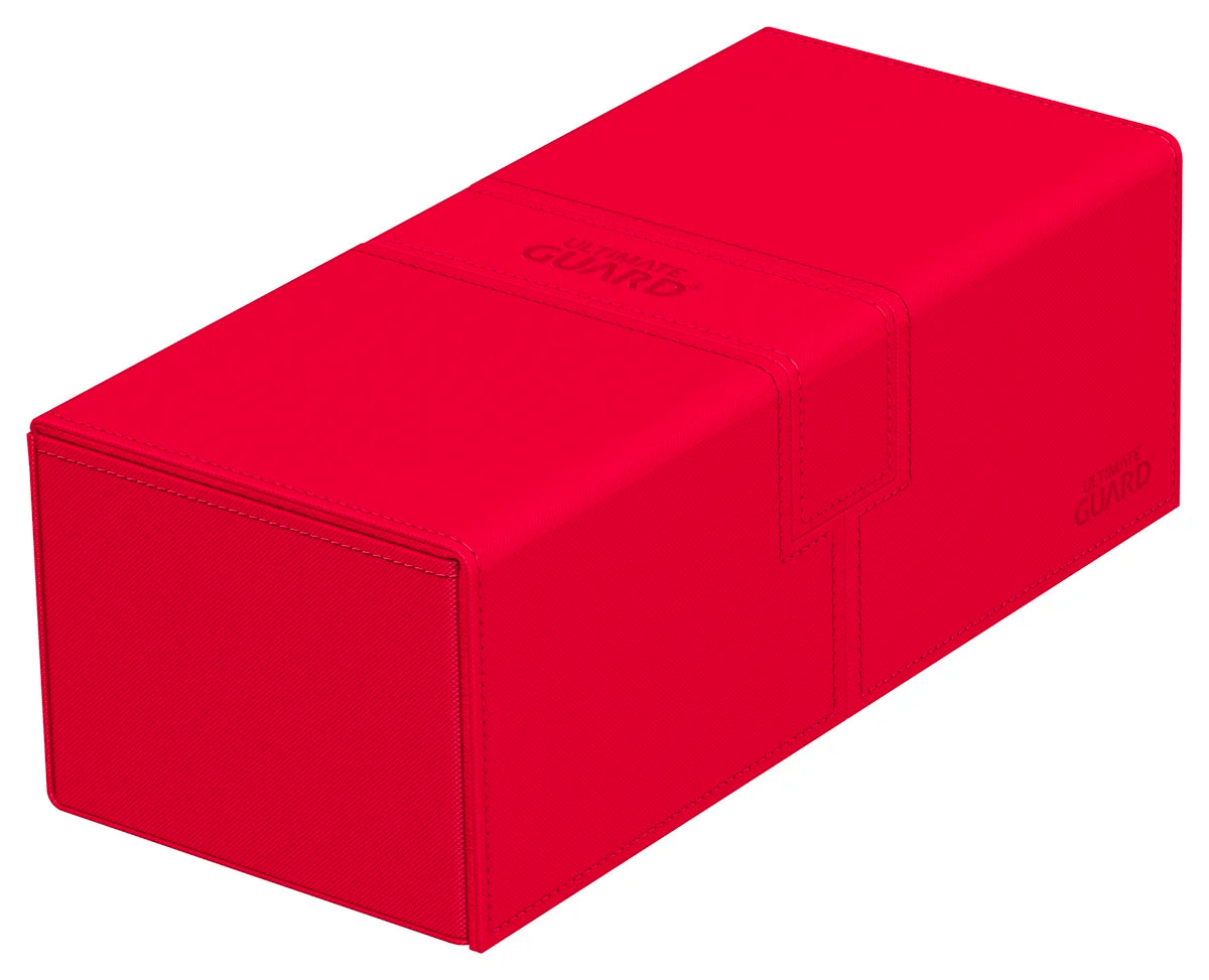 Ultimate Guard Twin Flip'n'Tray 266+ Monocolor - Red - Bright red rectangular deck box with smooth finish and flip-top lid.