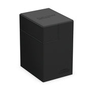 Ultimate Guard Flip'n'Tray 133+: Monocolor - Black - Black rectangular deck box with textured surface, embossed branding, and hinged lid.