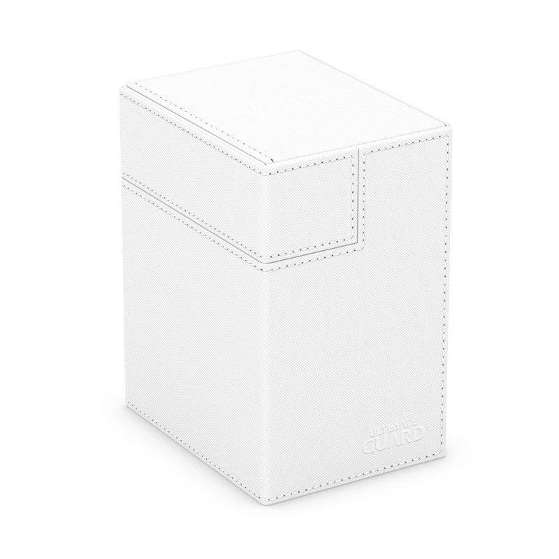 Ultimate Guard Flip'n'Tray 133+: Monocolor - White - White rectangular deck box with flip-top lid, smooth finish, and compact design.