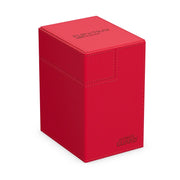 Ultimate Guard Flip'n'Tray 133+: Monocolor - Red - Red rectangular deck box with smooth matte finish and visible stitching, compact flip-top design.