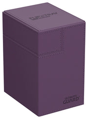 Ultimate Guard Flip'n'Tray 133+: Monocolor - Purple - Purple rectangular deck box with smooth matte finish and subtle embossed Ultimate Guard logo on lid and front.