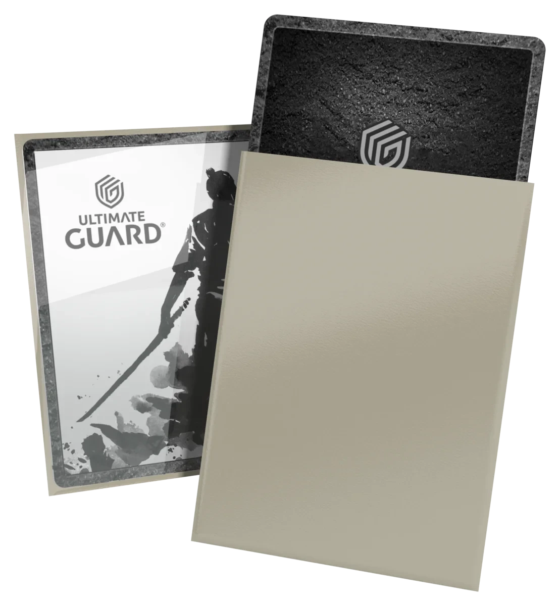 Ultimate Guard Katana 100 ct Standard Sleeves - Autumn Moon - Pack of card sleeves with an autumn moon color palette, matte beige front and black back with subtle logo pattern.