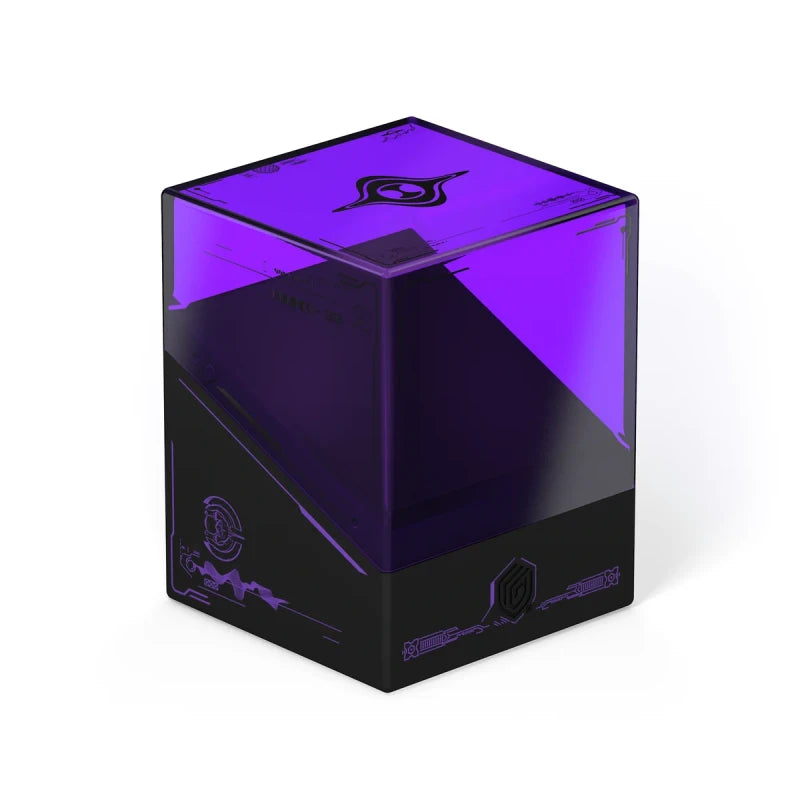 Ultimate Guard Boulder 100+: Magic the Gathering: Edge of Eternities - Monoists - Compact purple and black translucent plastic deck box with sharp edges and embossed Magic the Gathering symbols.