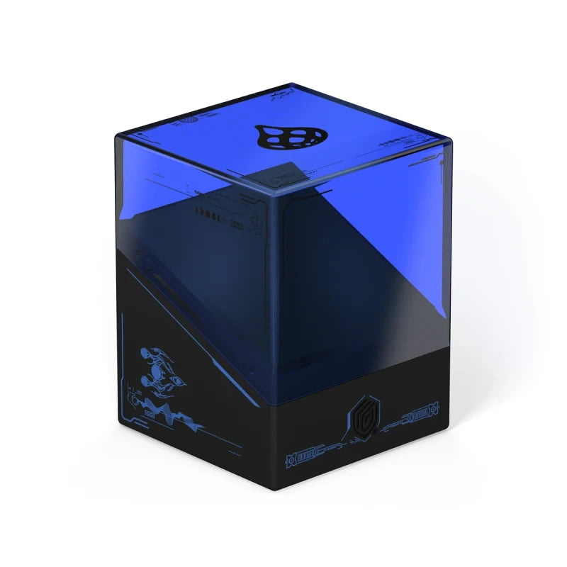 Ultimate Guard Boulder 100+: Magic the Gathering: Edge of Eternities - Illvoi - Blue and black rectangular deck box with angular design and minimalist symbols on sides.