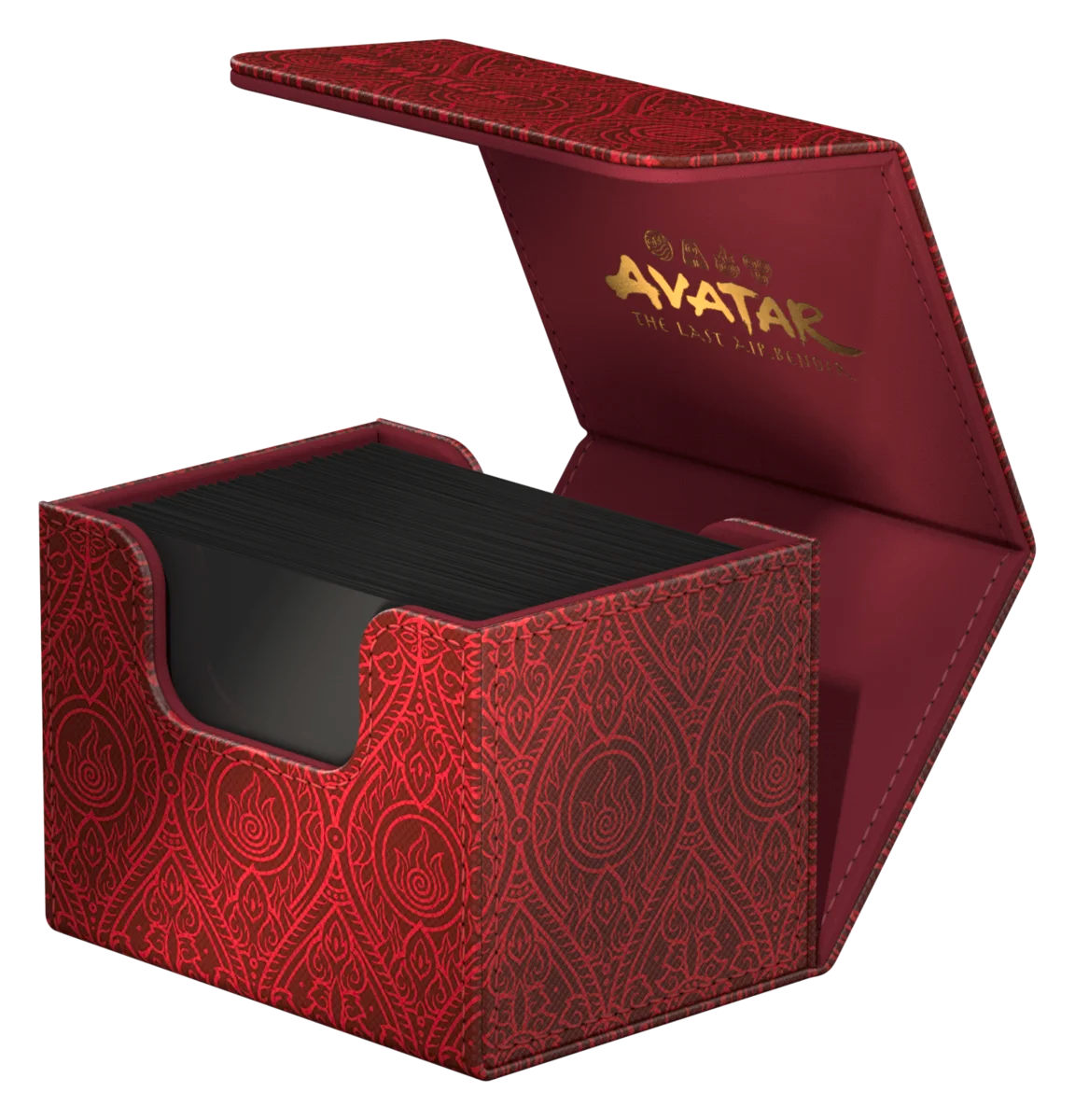 Ultimate Guard Sidewinder 100+: Magic the Gathering: Avatar The Last Airbender - Red Mana - Red textured card storage box with black interior, gold Avatar The Last Airbender logo on lid, designed for Magic the.