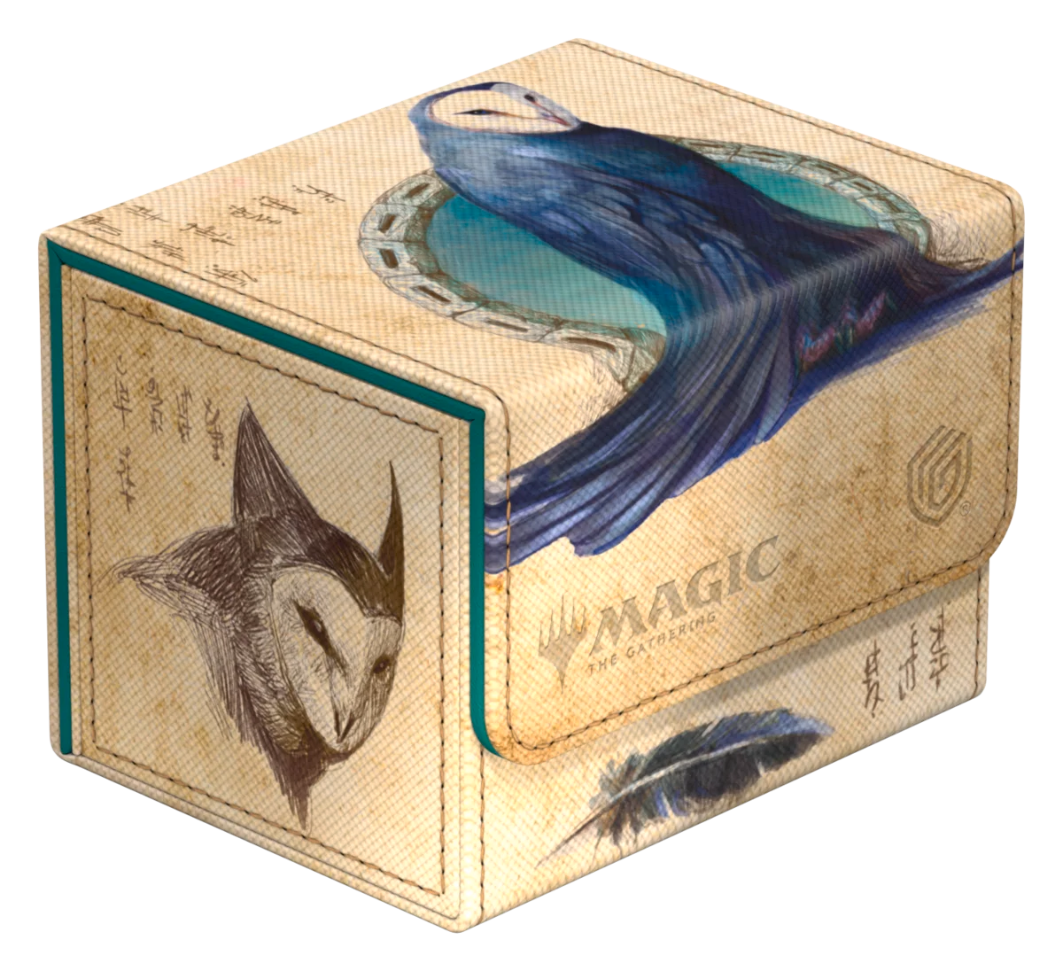 Ultimate Guard Sidewinder 100+: Magic the Gathering: Avatar The Last Airbender - Wan Shi Tong, Librarian - Beige and teal rectangular card storage box with Wan Shi Tong owl illustration and Magic The Gathering branding.
