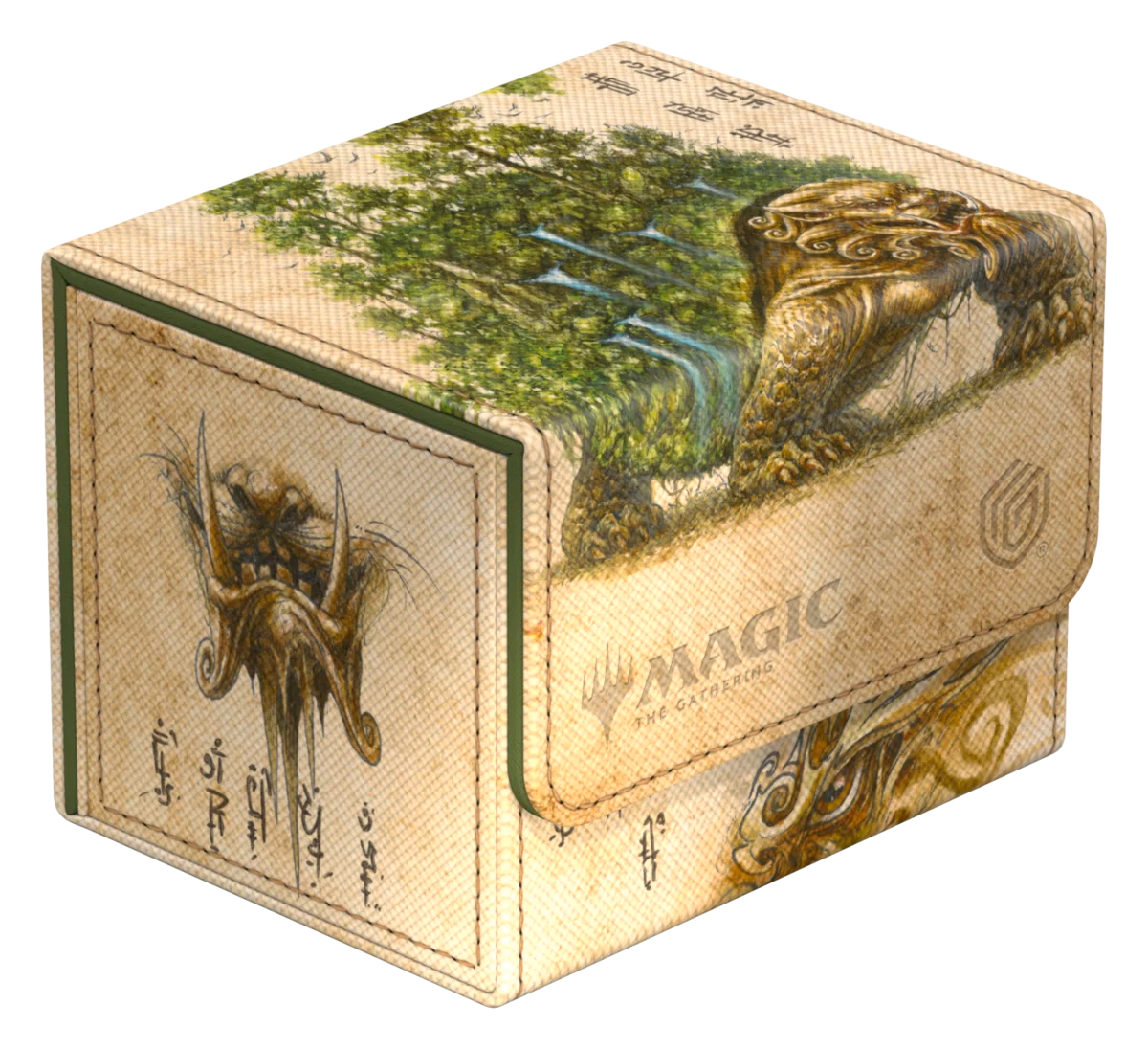 Ultimate Guard Sidewinder 100+: Magic the Gathering: Avatar The Last Airbender - The Lion-Turtle - Beige and green textured card storage box with The Lion-Turtle artwork from Avatar The Last Airbender, hexagonal shape,.
