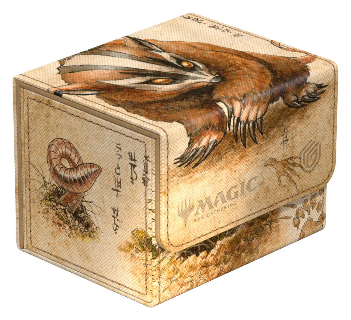 Ultimate Guard Sidewinder 100+: Magic the Gathering: Avatar The Last Airbender -Badgermole Cub - Beige and brown card storage box featuring detailed Badgermole Cub illustration and nature-inspired accents.