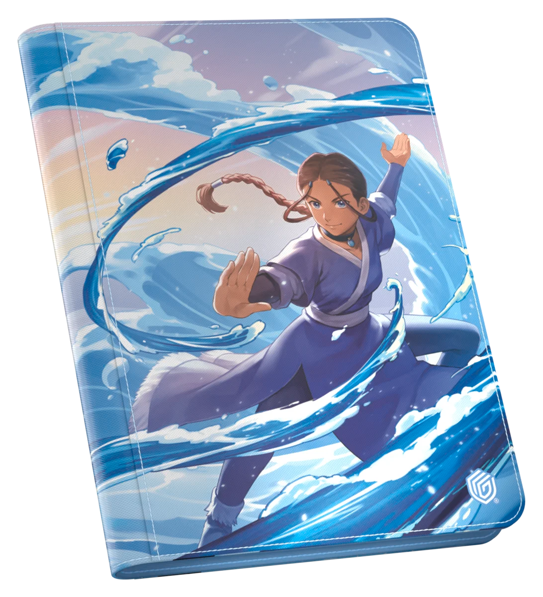 Ultimate Guard 9-Pocket ZipFolio: Magic the Gathering: Avatar The Last Airbender - Katara - Blue zippered folio with artwork of Katara from Avatar The Last Airbender controlling swirling water around her.
