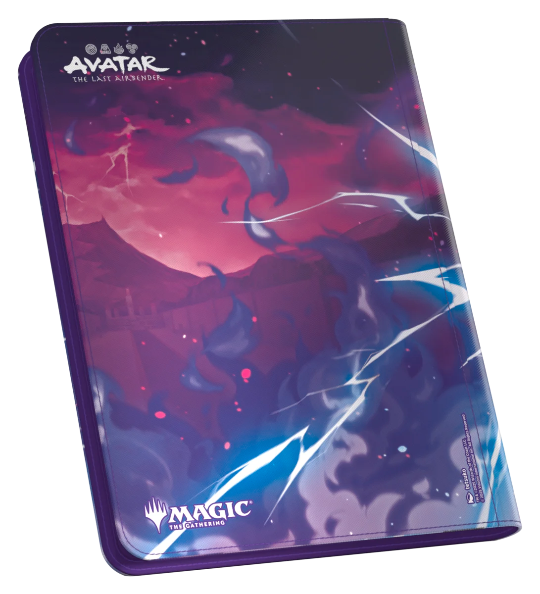 Ultimate Guard 9-Pocket ZipFolio: Magic the Gathering: Avatar The Last Airbender - Azula - Purple and blue zippered card folio featuring Azula from Avatar The Last Airbender with lightning and fire effects, 9-pocket