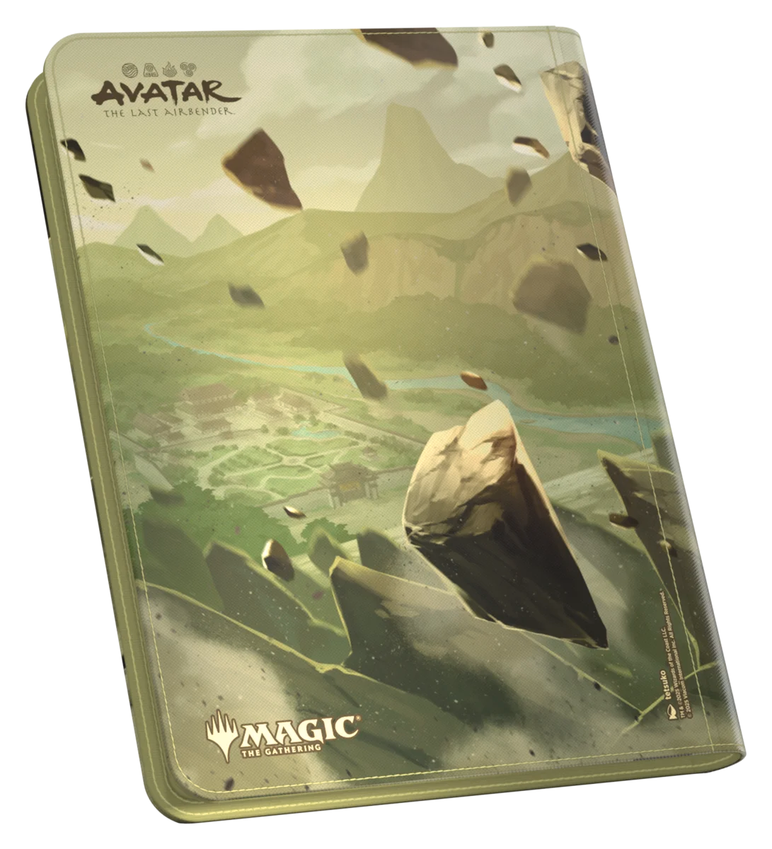 Ultimate Guard 9-Pocket ZipFolio: Magic the Gathering: Avatar The Last Airbender - Toph - Green zippered card folio featuring floating rocks and earthbending scene from Avatar The Last Airbender with logo and Magic
