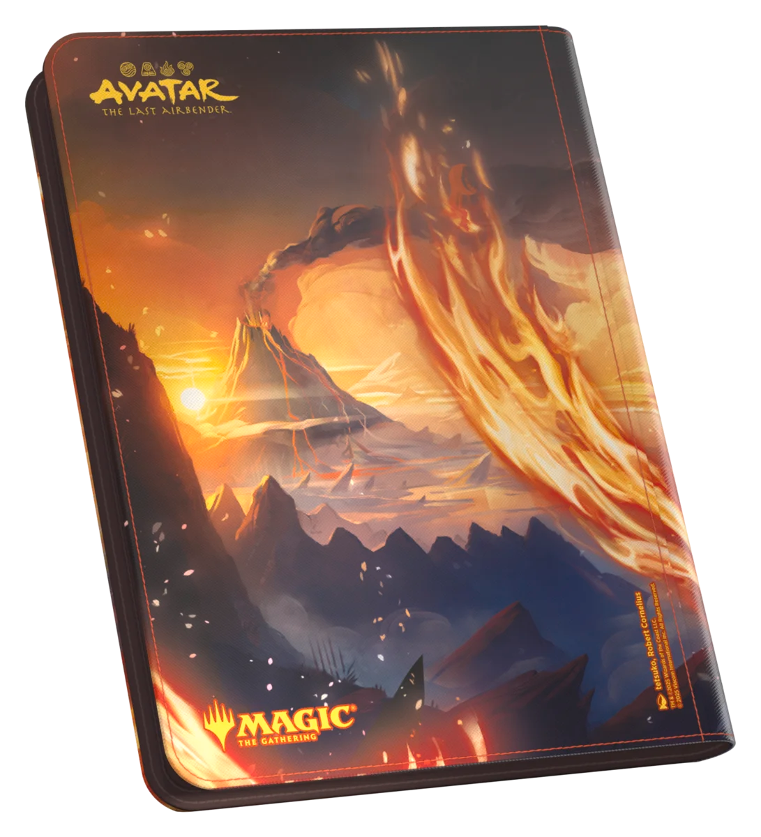Ultimate Guard 9-Pocket ZipFolio: Magic the Gathering: Avatar The Last Airbender - Zuko - Black zipfolio featuring fiery Zuko from Avatar The Last Airbender with a flame arc over mountains.