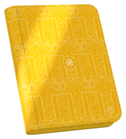 Ultimate Guard 4-Pocket ZipFolio: Magic the Gathering: Avatar The Last Airbender - White Mana - Yellow zippered folio with subtle geometric and elemental patterns, featuring a central white mana symbol embossed on the.