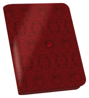 Ultimate Guard 4-Pocket ZipFolio: Magic the Gathering: Avatar The Last Airbender - Red Mana - Red zippered folio with embossed intricate patterns and central fire symbol, designed for card storage.