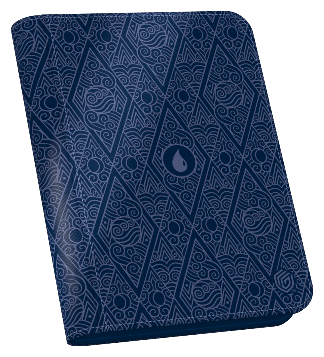 Ultimate Guard 4-Pocket ZipFolio: Magic the Gathering: Avatar The Last Airbender - Blue Mana (PREORDER) - Dark blue zippered folio with intricate geometric patterns and a central blue mana water drop symbol.