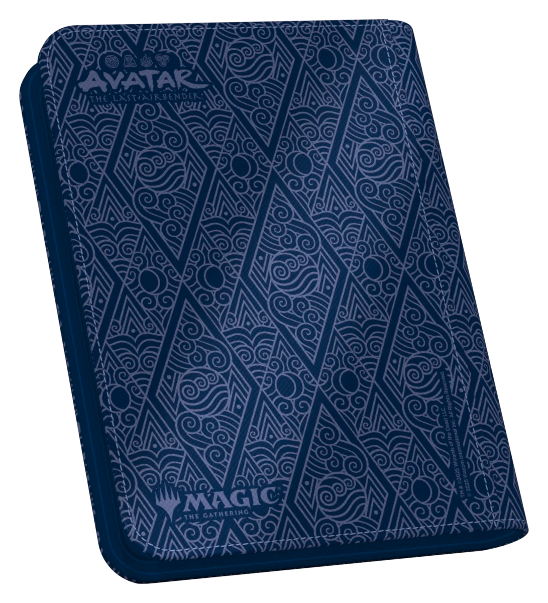 Ultimate Guard 4-Pocket ZipFolio: Magic the Gathering: Avatar The Last Airbender - Blue Mana (PREORDER) - Dark blue zippered folio with intricate geometric and swirl patterns, featuring "Avatar" and "Magic" logos embossed on front.