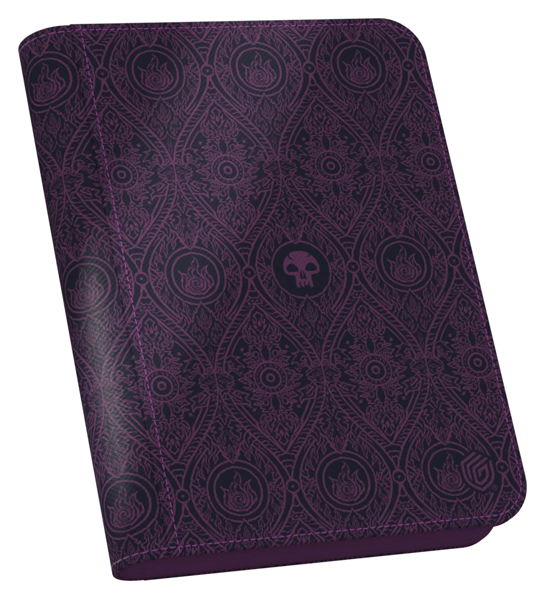 Ultimate Guard 4-Pocket ZipFolio: Magic the Gathering: Avatar The Last Airbender - Black Mana - Black zipfolio with intricate dark purple patterns featuring repeated black mana symbols from Magic the Gathering.