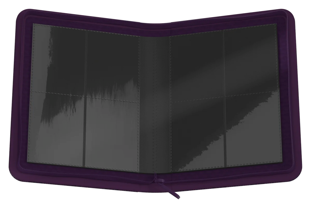 Ultimate Guard 4-Pocket ZipFolio: Magic the Gathering: Avatar The Last Airbender - Black Mana - Black zippered card folio with four transparent pockets, purple trim and durable synthetic material.