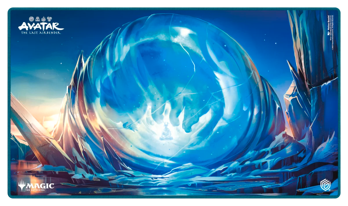 Ultimate Guard Playmat: Magic the Gathering: Avatar The Last Airbender - Aang's Iceberg - Rectangular playmat featuring vibrant blue and icy white tones with a large swirling water dome centerpiece and jagged ice.
