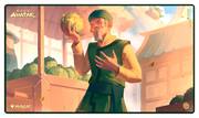 Ultimate Guard Playmat: Magic the Gathering: Avatar The Last Airbender - The Cabbage Merchant (PREORDER) - Colorful playmat featuring a stylized Cabbage Merchant holding a cabbage against a market backdrop with warm tones.