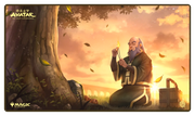 Ultimate Guard Playmat: Magic the Gathering: Avatar The Last Airbender - Bastion of Remembrance - Playmat featuring serene sunset scene with a bald man meditating by a large tree, warm orange and brown tones, soft fabric.