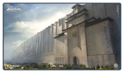 Ultimate Guard Playmat: Magic the Gathering: Avatar The Last Airbender - The Walls of Ba Sing Se - Playmat featuring detailed illustration of the massive gray stone walls of Ba Sing Se with layered fortifications under a.