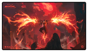 Ultimate Guard Playmat: Magic the Gathering: Avatar The Last Airbender - Ozai (PREORDER) - Playmat featuring a fiery scene with Avatar Ozai engulfed in blazing flames against a dark volcanic landscape.