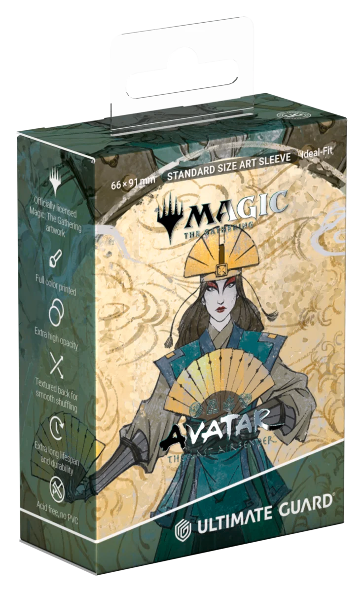 Ultimate Guard Art Sleeves: Magic the Gathering: Avatar The Last Airbender - The Legend of Kyoshi - Packaging for Ultimate Guard Art Sleeves featuring a male character in blue and gray robes holding a blue and gold fan, with