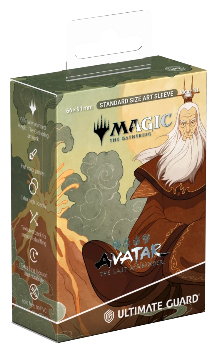 Ultimate Guard Art Sleeves: Magic the Gathering: Avatar The Last Airbender - The Legend of Roku - Magic the Gathering card sleeves featuring Avatar The Last Airbender’s Roku with smoky, earth-toned background and Ultimate.