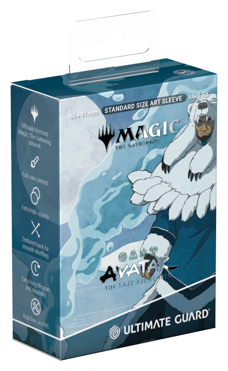 Ultimate Guard Art Sleeves: Magic the Gathering: Avatar The Last Airbender - The Legend of Kuruk - Blue and white Magic the Gathering card sleeves featuring Kuruk from Avatar The Last Airbender with water and spirit motifs.