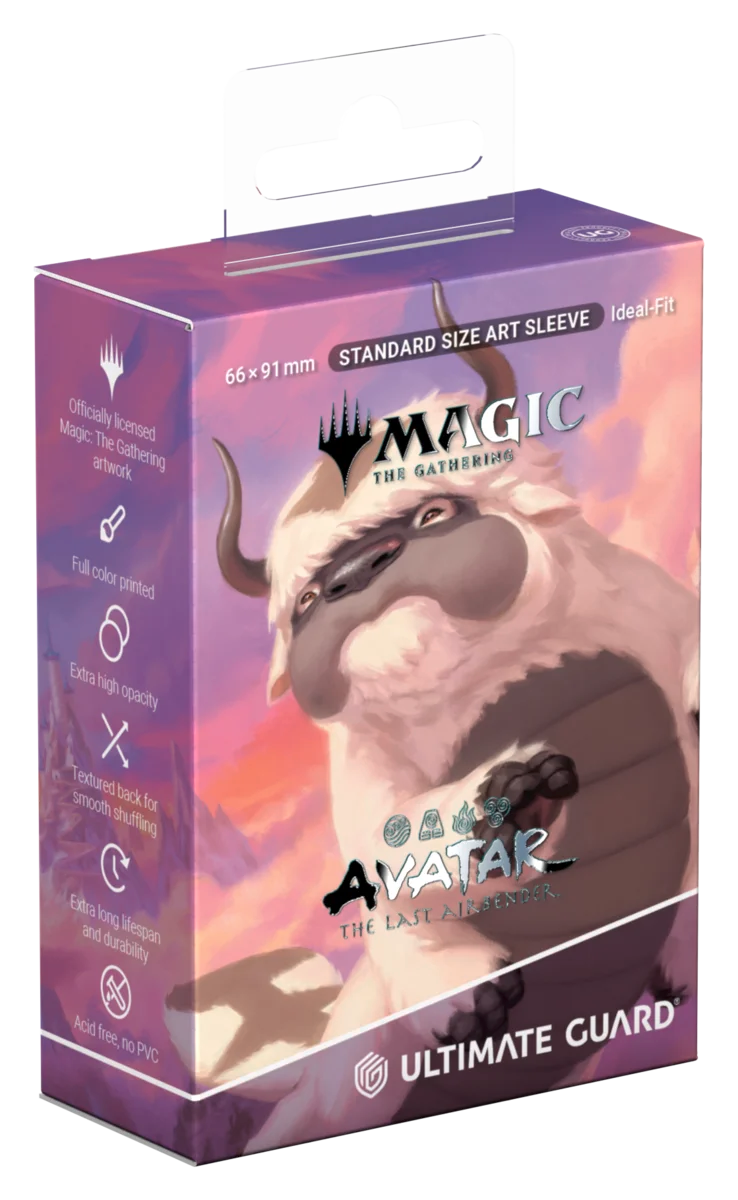Ultimate Guard Art Sleeves: Magic the Gathering: Avatar The Last Airbender - Appa, Aan's Companion - Magic the Gathering card sleeves featuring Appa from Avatar The Last Airbender with purple and pink sky background.