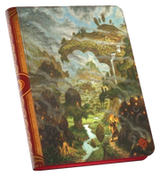 Ultimate Guard 18-Pocket Zipfolio 360 Xenoskin: Lorwyn Eclipsed - Mountain - Zipfolio with fantasy landscape design featuring a misty mountain arch, glowing eyes in rocks, and vibrant green and brown.