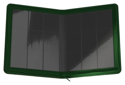 Ultimate Guard 18-Pocket Zipfolio 360 Xenoskin: Lorwyn Eclipsed - Forest - Forest green zipfolio with 18 transparent card pockets, textured synthetic exterior, and zipper closure.