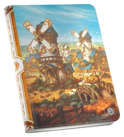Ultimate Guard 18-Pocket Zipfolio 360 Xenoskin: Lorwyn Eclipsed - Plains - Compact zipfolio with vibrant fantasy artwork of windmills and rustic village, rich browns and warm tones, white spine with.