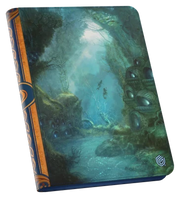 Ultimate Guard 18-Pocket Zipfolio 360 Xenoskin: Lorwyn Eclipsed - Island - Card binder with dark, mystical forest artwork in green-blue hues, orange spine accents, and a durable zip-around cover.