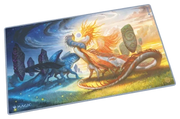 Ultimate Guard Playmat: Lorwyn Eclipsed - Celestial Reunion - Rectangular playmat with vivid fantasy art depicting a dark blue dragon and a fiery golden dragon facing each other under a.