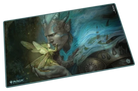 Ultimate Guard Playmat: Lorwyn Eclipsed - Run Away Together - Playmat featuring fantasy art of a blue-skinned armored figure and glowing fairy with dark green and blue background.