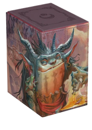 Ultimate Guard Flip'n'Tray 133+ Xenoskin Deckcase: Lorwyn Eclipsed - Grub, Storied Matriarch - Rectangular card deck case with matte finish, featuring detailed fantasy art of a large horned creature with orange and.