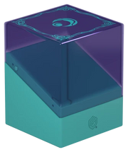 Ultimate Guard Boulder 100+: Lorwyn Eclipsed - Faeries - Square card storage box with dark purple upper section featuring a swirl design, and teal base with logo embossed on the.