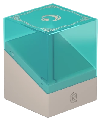 Ultimate Guard Boulder 100+: Lorwyn Eclipsed - Merrow - Blue-green transparent storage box with white base and decorative corner motifs on lid.