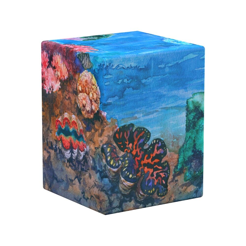 Ultimate Guard Boulder 100+: Coral Places - Seablue Hush (PREORDER) - Rectangular deck box with coral reef artwork in shades of blue, green, and coral pink, featuring detailed sea creatures and.