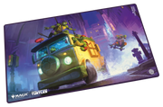 Ultimate Guard Playmat: Teenage Mutant Ninja Turtles - Turtle Van - Colorful playmat featuring the Teenage Mutant Ninja Turtles driving a green turtle-shaped van through a neon-lit cityscape.