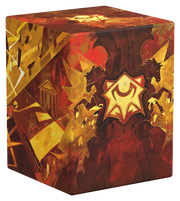 Ultimate Guard Boulder 100+: Secrets of Strixhaven - Lorehold - Red and gold card storage box with a glowing emblem and fantasy artwork from Secrets of Strixhaven - Lorehold.