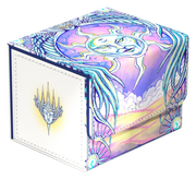 Ultimate Guard 100+ Sidewinder: Magic: The Gathering: Mana Token - Plains (PREORDER) - Holographic pastel blue and purple card storage box with intricate sun and winged design, white panel featuring golden crown