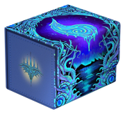 Ultimate Guard 100+ Sidewinder: Magic: The Gathering: Mana Token - Island (PREORDER) - Square storage box with swirling blue and purple fantasy art featuring a glowing dripping crescent moon and intricate vine.